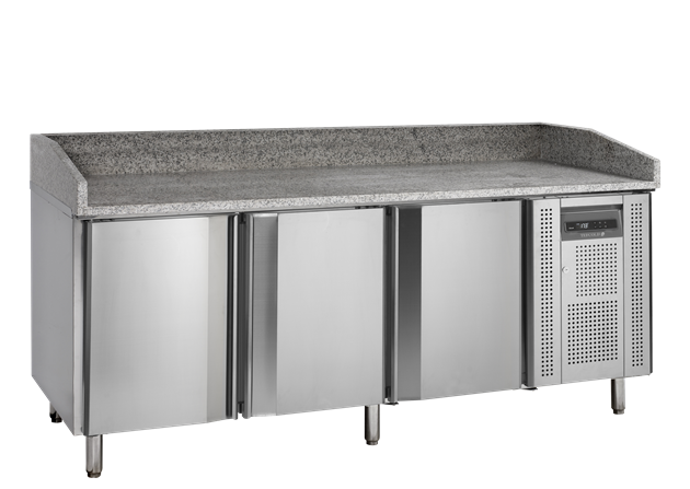 TFW-PT1300 Pizzabänk i rostfritt stål med bordsskiva i granit