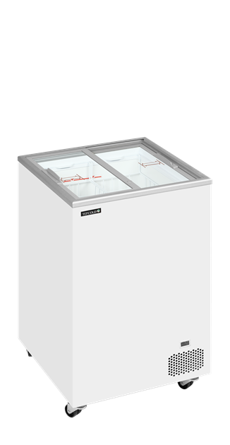 TFW-IC101SC Frysbox med platta skjutlock i glas